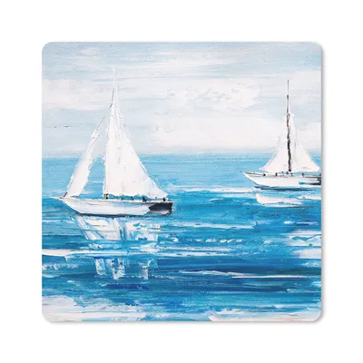 Produktbild von MuchoWow® Mauspad Mousepad Malerei - Ölfarbe - Boot - Wasser 20x20 cm - Mousepads - Maus Mat - Pad - Mausunterlage - Desk Mat - Bureauartikeln