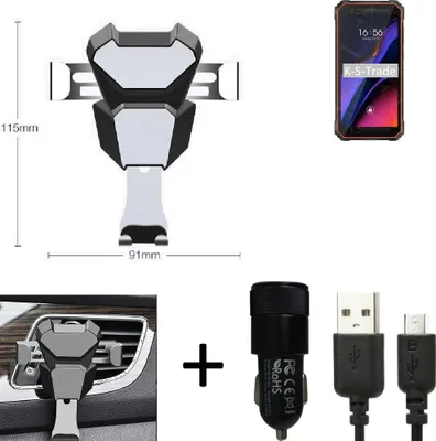 Produktbild von K-S-Trade KFZ Halterung kompatibel mit Blackview Oscal S60 Halterung Lüftungshalterung Lüftungsschlitz schwarz-silber Autohalterung Handy inkl. KFZ