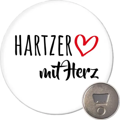 Produktbild von Huuraa Magnet Hartzer mit Herz 59mm Kühlschrankmagnet rund Flaschenöffner Geschenkidee