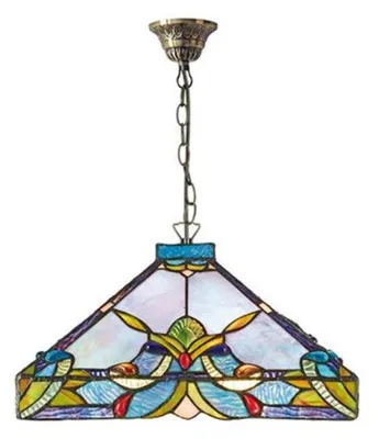 Obrázek produktu pro Stropní svítidlo Casa Padrino Tiffany, barevné, průměr 36 cm, výška 82 cm - Ručně vyrobené závěsné svítidlo ze skla a kovu