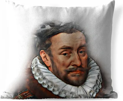 Produktbild von MuchoWow® Outdoor Kissen - Wilhelm von Oranien - Kunst - Weiß - 45x45 cm - Wetterfest - Lounge Kissen - Fotokissen - Dekoratives Kissen