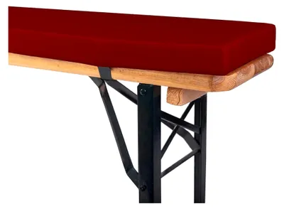 Produktbild von Gepolsterte Bierbankauflage 220x25x4cm für Bierzeltgarnitur waschbar mit Reißverschluss zum Selbstbeziehen (Rot)