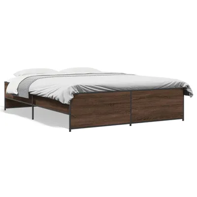 Produktbild von vidaXL Bettgestell Braun Eichen-Optik 140x200 cm Holzwerkstoff Metall
