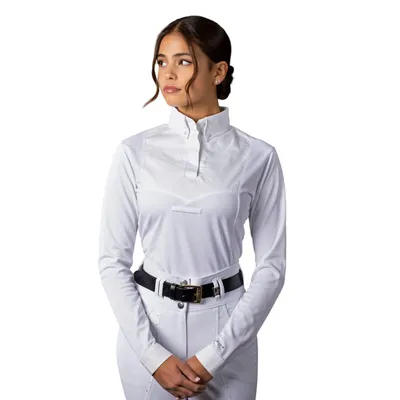 Image de Aubrion - Chemise Passant de Cravate pour Femme Manches Longues ER1886 (XS) (Blanc)