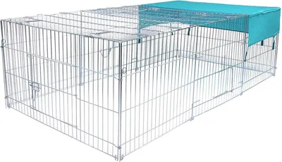 Zdjęcie produktu dla Tierlauf XL – metalowa zagroda dla zwierząt – zagroda dla kurczaków, szczeniąt, królików – srebrna – 216×116×65 cm
