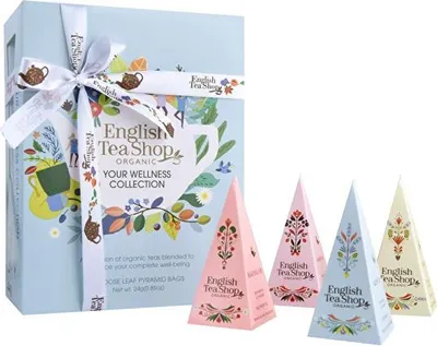 Produktbild von KOLLEKTION VON -FRUCHT- UND KRÄUTERTEES IN PYRAMIDENFORM (YOUR WELLNESS – 6 GESCHMACKSRICHTUNGEN) (12 x 2 g) 24 g – ENGLISH TEA SHOP ORGANIC