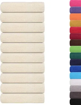 Image de vidaXL Serviettes de douche FROGN, lot de 10, couleur crème, 70 x 140 cm, 360 g/m²