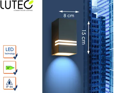 Produktbild von Edelstahl LED Außenwandleuchte STRIPES, eckig, Fassadenbeleuchtung, Downlight