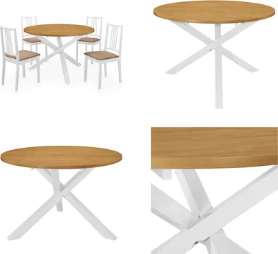 Image de vidaXL Ensemble de 5 pièces à manger MDF Blanc - Table Et Chaises - Tables Et Chaises - Salle à manger - Groupes de repas
