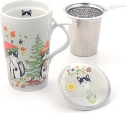 Produktbild von Jumbo-Kräuterteetasse "Maro" Porzellan, mit Edelstahlsieb und Deckel in Giftbox, 0,4 l