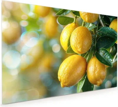 Produktbild von Küchenrückwand Spritzschutz Glas mit Motiv Zitronenbaumstrauch 40 x 40 cm