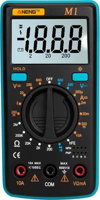 Image de ANENG M1 Multimètre numérique portable LCD rétro-éclairé Haute précision AC/DC Tension Courant Résistance Transistor Testeur de continuité Protection contre les surcharges Bleu