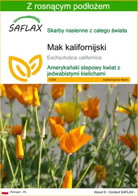 Zdjęcie produktu dla SAFLAX - Mak kalifornijski - 1500 Nasiona - Z podłożem uprawowym wolnym od zarazków - Eschscholzia californica