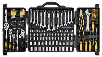 Image de Jeu d'outils de mécanicien, 207 pièces, comprenant des douilles de 1/4 de pouce, 3/8 de pouce et 1/2 de pouce