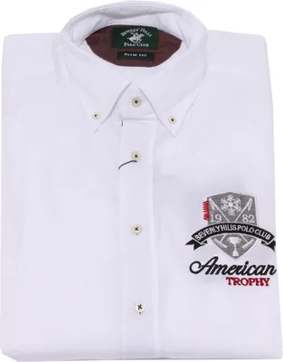 Zdjęcie produktu dla 7596K camicia uomo BEVERLY HILLS POLO CLUB biała koszula bawełniana męska