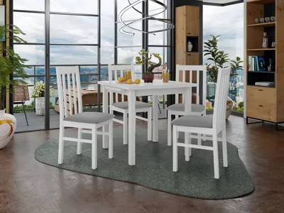 Image de Table à manger extensible 80 cm avec 4 chaises ADELBITE 4 - blanc / gris