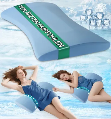 Produktbild von Orthopädisches Lendenkissen - Ergonomische Rückenstütze - Memory-Schaum - Kühlende Hülle