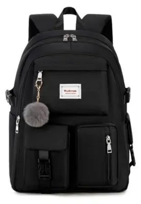 Productafbeelding van Rugzak voor meisjes en jongens, dagrugzak, zwart, 30,5 x 13,5 x 45 cm, laptopvak voor 15,6 inch laptops