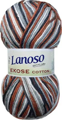 Produktbild von 100g Strickgarn Lanoso Ekose Baumwolle mehrfarbig Strick-Wolle Häkelgarn Farbverlauf, Farbe:805 mehrfarbig