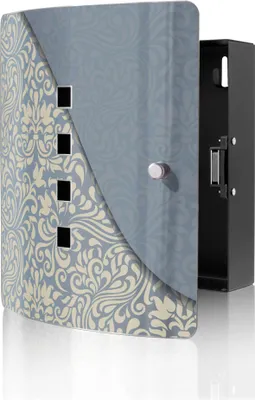 Produktbild von banjado Design Schlüsselkasten aus Edelstahl für 10 Schlüssel, Schlüsselschrank 24 x 21,5 x 7cm groß mit Magnetverschluss,  Blaues Ornament [BWSK 10917]