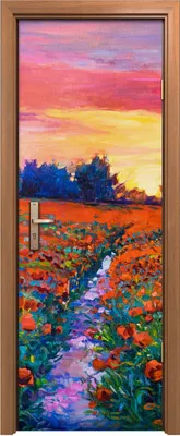 Produktbild von Türposter 70x200 cm Türaufkleber Türtapete Türfolie Klebefolie Blume Wiese Bäume Wald bunte Abstrakte