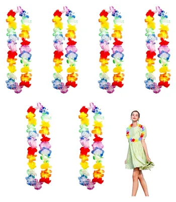 Produktbild von 6 Stück Hawaii Blumenketten, Dekorations- und Halsketten für Partys