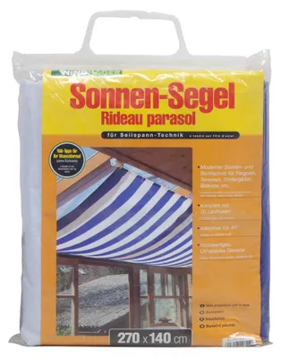 Produktbild von Windhager Sonnensegel für Seilspanntechnik, Blau/Weiß, 270 x 140 cm
