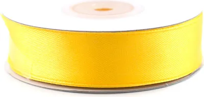 18mm breites, 25m langes, einseitig glänzendes gelbes Satinband auf Rolle. Perfekt für Bastelprojekte und Geschenkverpackungen