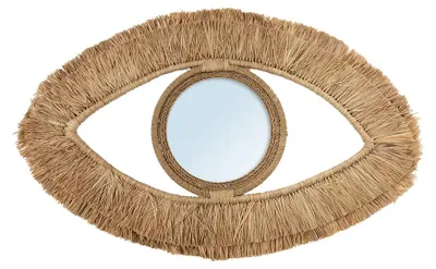 Image de Bazar Bizar Miroir raphia marron 70x5x40cm