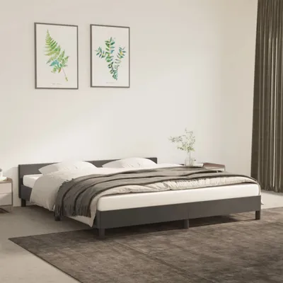 Produktbild von The Living Store Bettgestell mit Kopfteil Dunkelgrau 180x200 cm Samt