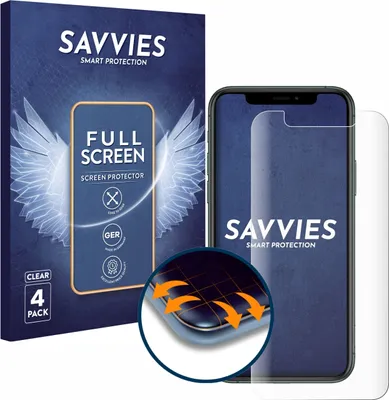 Produktbild von 4x Savvies Fullscreen Schutzfolie für Apple iPhone 11 Pro Displayschutz Folie Fullcover Klar Transparent