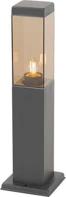 Produktbild von QAZQA - Modern Moderner Außenlaternenpfahl dunkelgrau mit Rauch 45 cm - Malios I Außenbeleuchtung - Edelstahl Rechteckig - LED geeignet E27