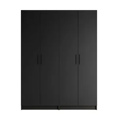 Produktbild von Viertüriger Kleiderschrank NORA mit Griffen, Schwarz / Schwarz