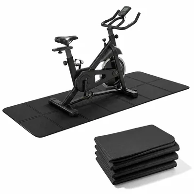 Image de Tapis de protection pour sol de fitness, pliable - 183 x 61 cm - Épaisseur : 6 mm - Noir - PVC