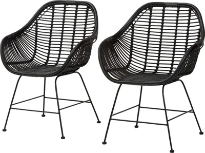 Produktbild von Kegan | Esszimmerstühle 2er Set aus Rattan Schwarz
