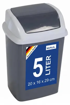 Immagine prodotto di Cestino MAUL MAULswing 5 l plastica 20 x 16 x 29 cm grigio scuro