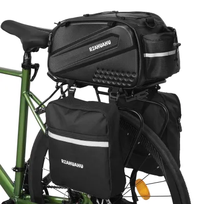 Produktbild von Fahrrad-Ruecksitztasche, Fahrrad-Kofferraumtasche, wasserdichter Fahrradtraeger, Ruecksitztasche mit Seitentasche