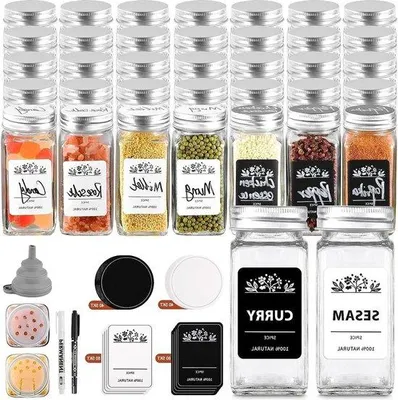 Immagine prodotto di Set di spargitori in vetro per erbe aromatiche in polvere con bastoncini per conserve - Set da 35 pezzi - 120 ml - Vetro
