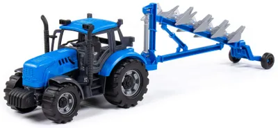 Produktbild von Traktor Kinder Spielzeug Progress mit Drehpflug blau Schwungrad Fahrzeug +3J