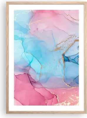 Produktbild von Gerahmtes Poster - Rahmen in heller Eiche - Marmor Rosa Türkis - 50x70 cm - Wand Bild - Wanddeko - Wandbilder - Kunstposter - Wandposter - Bilderrahmen - Bilder - Kunstdruck - P2NPA50x70-4600
