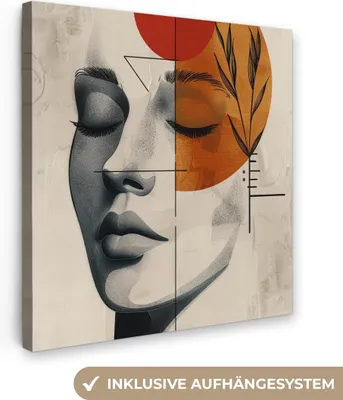 Produktbild von MuchoWow® - Leinwandbilder - Gesicht - Kreise - Kunst - Modern, Wandbild, Wanddeko Bilder Wohnzimmer, 50x50 cm