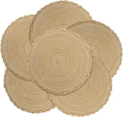 Produktbild von Famanu Platzsets Set von 6 - Hitzebeständige Geflochtene Platzsets - Küchentisch 38 cm - Khaki Waschbare Platzsets
