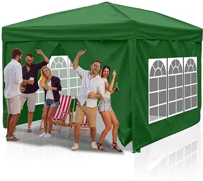 Immagine prodotto di Tende da giardino 3x3 m. Gazebo impermeabile con pareti laterali e pareti laterali verdi