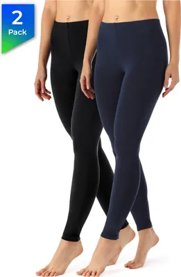 Produktbild von Merry Style Damen Lange Leggings aus Viskose 2 Pack MS10-143 (Schwarz/Navy, XL)