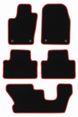Produktbild von Fußmatten Velours Schwarz/Rot für Dodge Durango III 2010-2020 Set 5-tlg