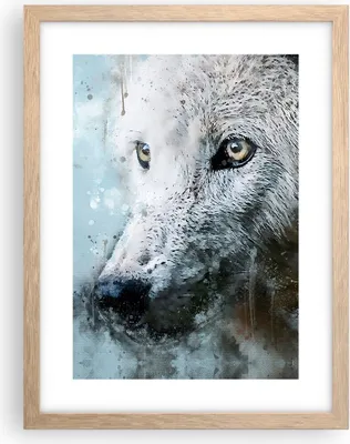Produktbild von Gerahmtes Poster - Rahmen in heller Eiche - Weiß Der Wolf Bild - 30x40 cm - Wand Bild - Wanddeko - Wandbilder - Kunstposter - Wandposter - Bilderrahmen - Bilder - Kunstdruck - P2NPA30x40-4623