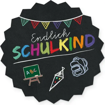 Produktbild von itenga 10x Aufkleber Sticker "Endlich Schulkind / Tafel" Freiform 12 x 12 cm