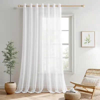 Obrázok produktu pre Omgoods – Záclony, biele, 300 x 260 cm, s okami na modernú dekoráciu