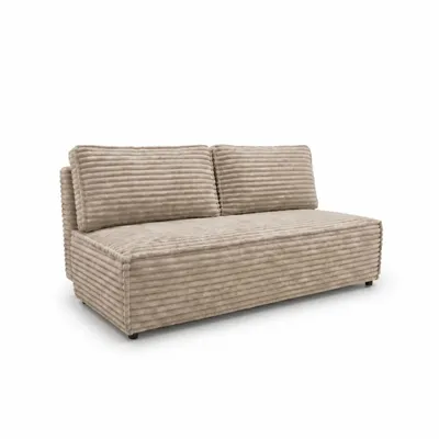 Produktbild von Schlafsofa FORANO 3-Sitzer mit Bettkasten, Sofa Couch mit Schlaffunktion für Wohnzimmer und Jugendzimmer, weicher Plüschstoff, Cordstoff Beige