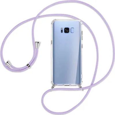 Produktbild von Handykette Backcover-Schutzhülle mit Band (Metall silberfarben) für Samsung Galaxy S8 - violett